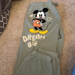 Disney Women’s Olive Joggers with Mickey Mouse